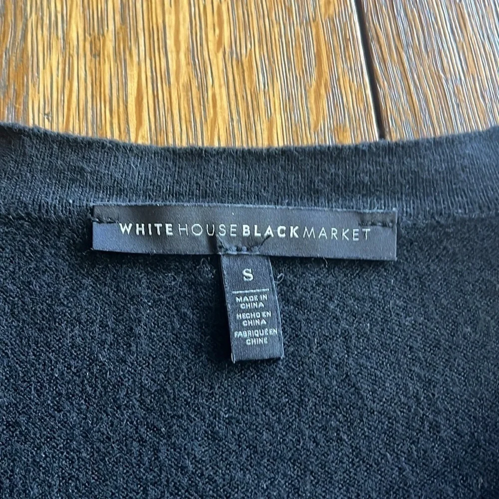 White House Black Market Layered Front Sweater Black Size Small Wool/Cashmere